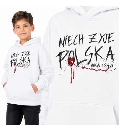 Bluza z kapturem dziecięca Patriotyczna  NIECH ŻYJE POLSKA